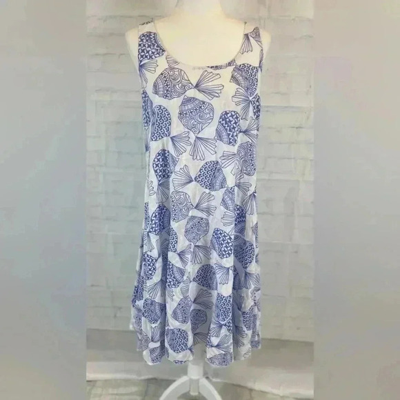 NEW Cantoo Blue Sea Shell Beach Casual Womens Dress Tunic Tank Size S High Low - Picture 1 of 14
